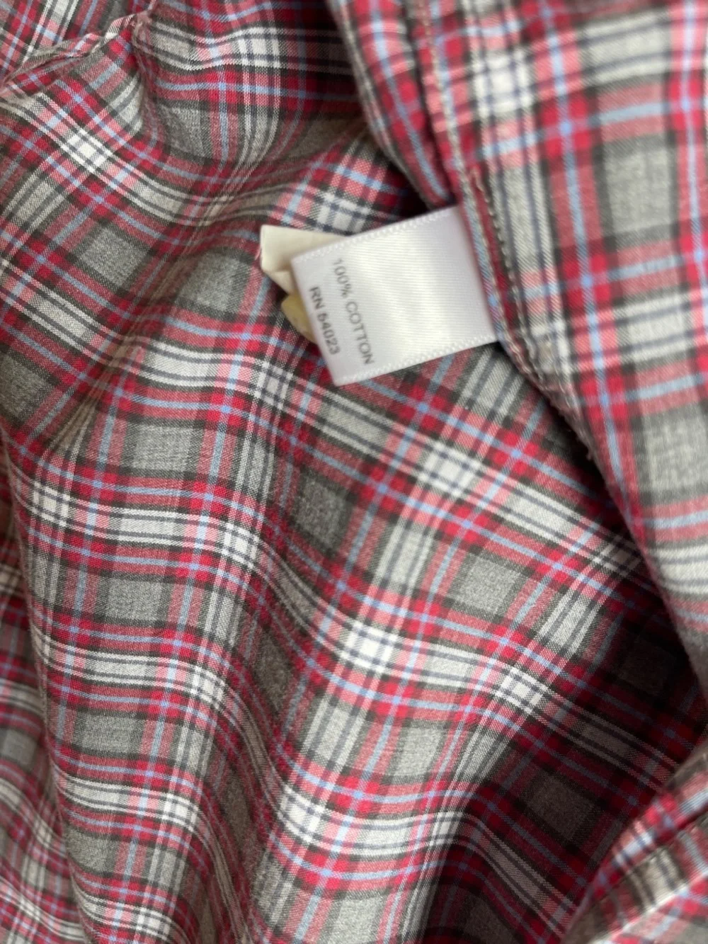 Banana Republic Men's Red Gray Plaid Cotton Long Sleeve Button Up Shirt XL